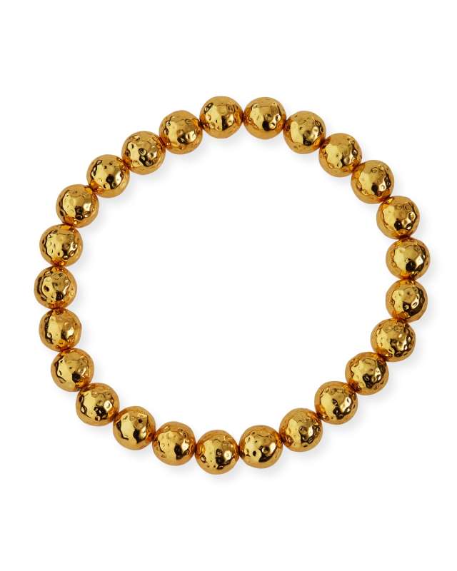 Hammered Gold Beaded Stretch Bracelet